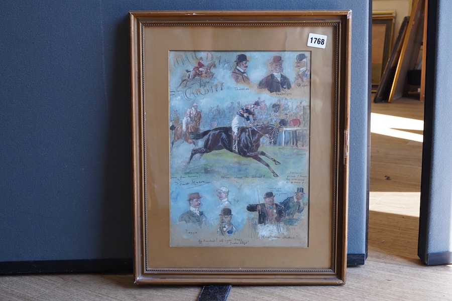 George Finch Mason (1850-1915), ‘Old Days At Cardiff’, drawn from memory, signed with inscriptions, watercolour heightened with white, 35 x 24cm